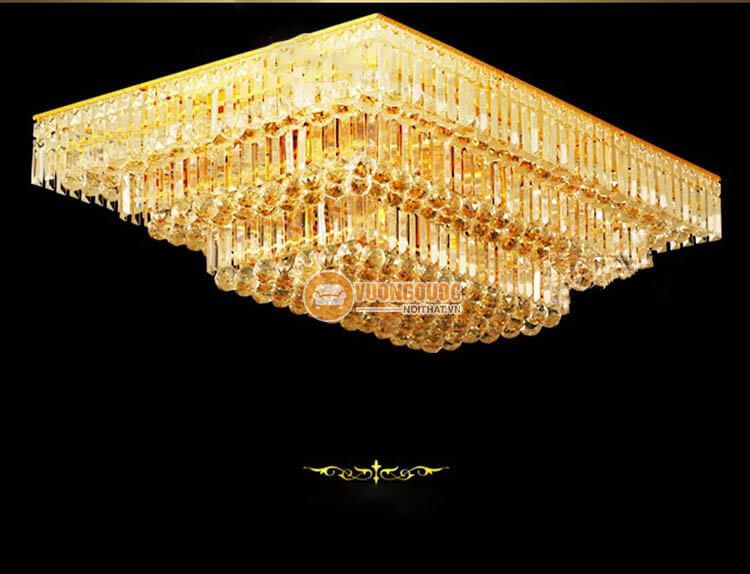 Đèn ốp trần chữ nhật mạ vàng sang trọng CM271-8